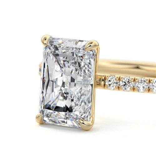 Hera - Radiant Yellow Gold Engagement Ring Profile View | Nura Lab