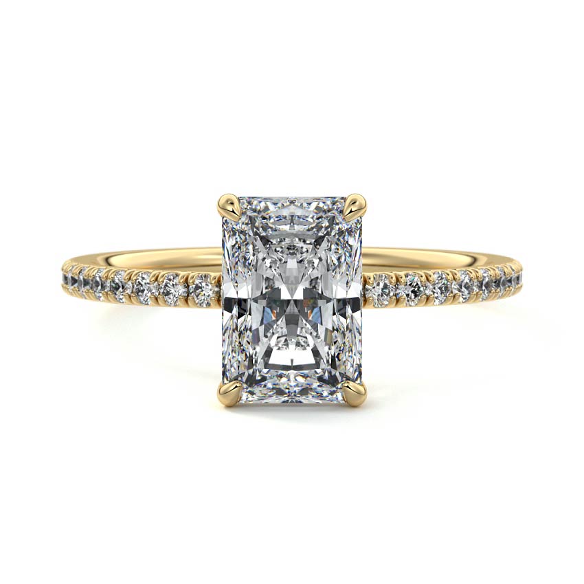 Hera - Radiant Yellow Gold Engagement Ring Detail View | Nura Lab
