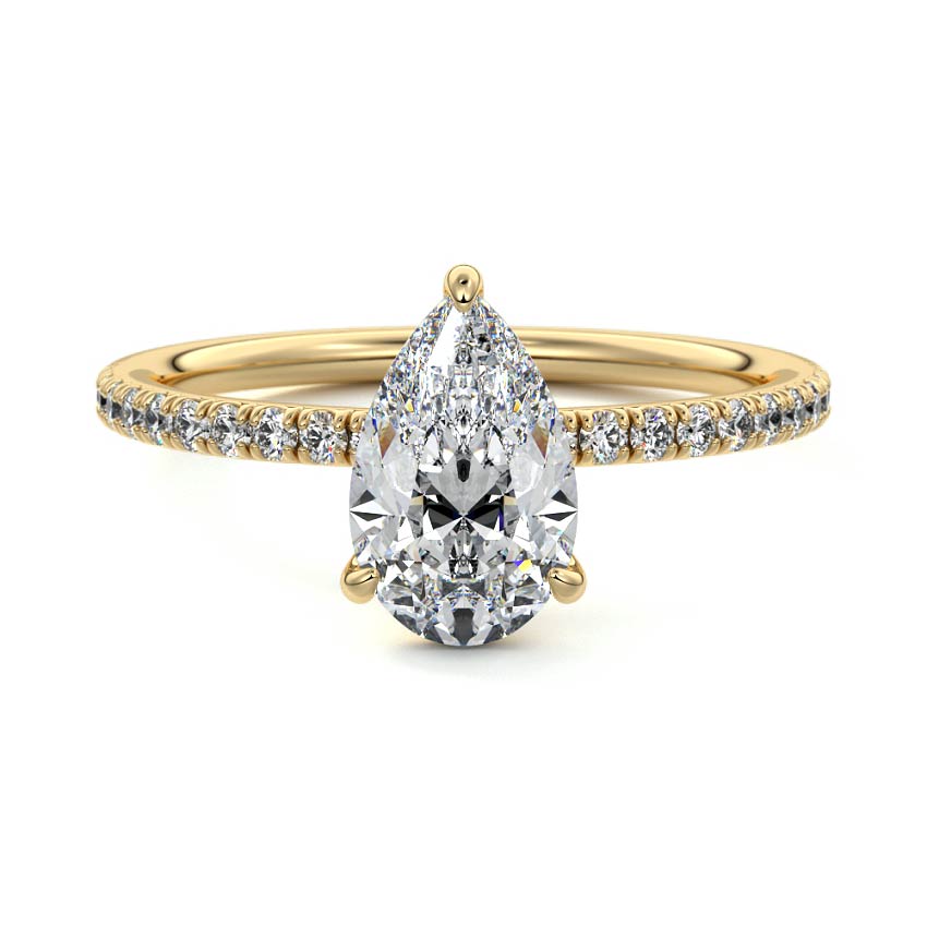 Hera - Pear Yellow Gold Lab Grown Diamond Engagement Ring | Nura Lab