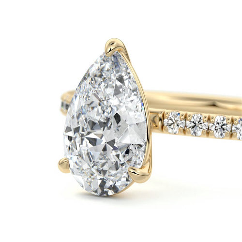 Hera - Pear Yellow Gold Engagement Ring Profile View | Nura Lab