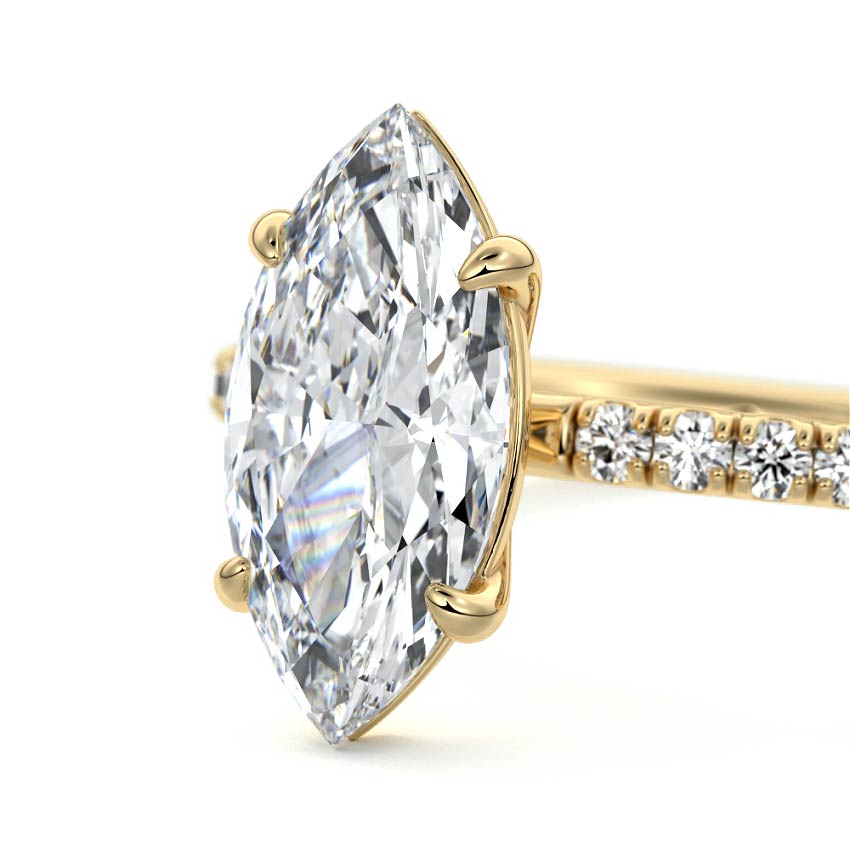 Hera - Marquise Yellow Gold Engagement Ring Profile View | Nura Lab