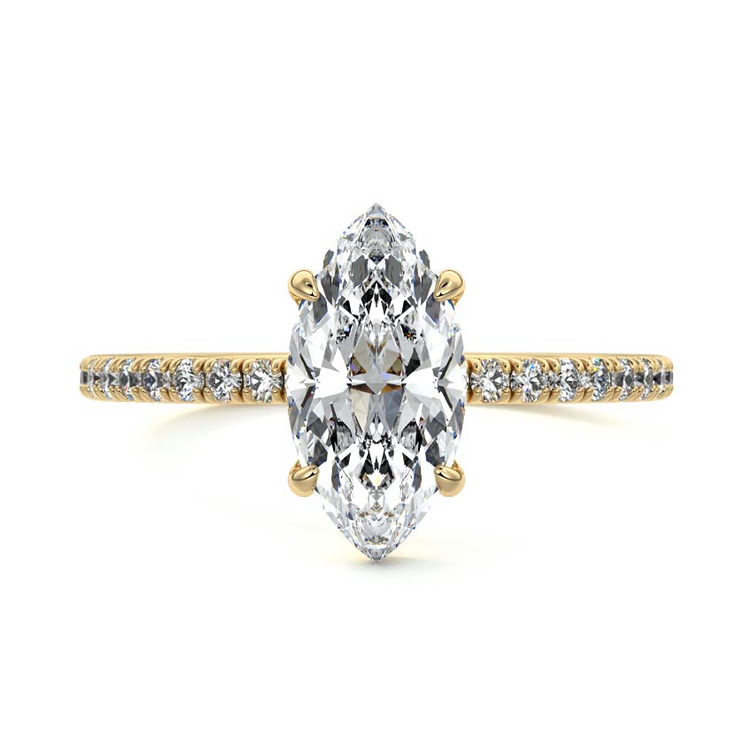 Hera - Marquise Yellow Gold Engagement Ring Detail View | Nura Lab