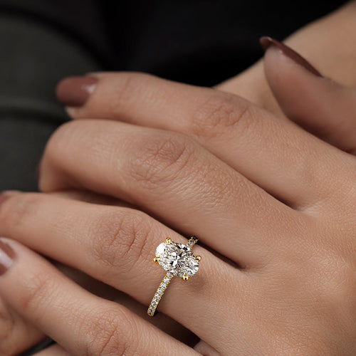 Hera - Oval Yellow Gold Engagement Ring Angle View | Nura Lab