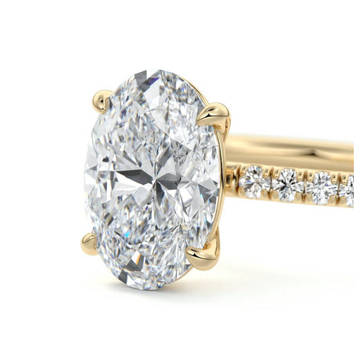 Hera - Oval Yellow Gold Engagement Ring Profile View | Nura Lab