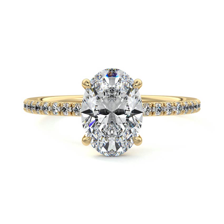 Hera - Oval Yellow Gold Engagement Ring Detail View | Nura Lab