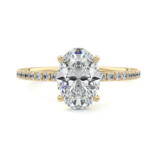 Hera - Oval Yellow Gold Engagement Ring Detail View | Nura Lab
