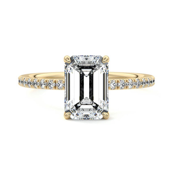 Hera - Emerald Cut Pavé Solitaire Lab Grown Diamond Engagement Ring