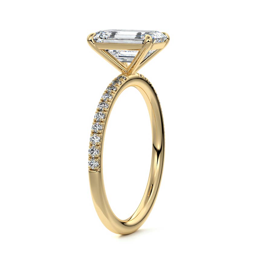 Hera - Emerald Cut Yellow Gold Engagement Ring Side View | Nura Lab