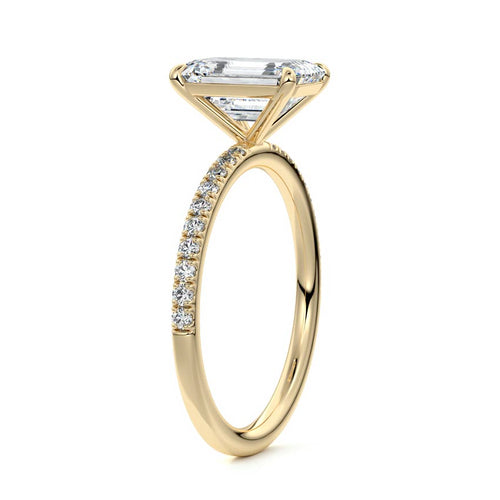 Hera - Emerald Cut Yellow Gold Engagement Ring Side View | Nura Lab