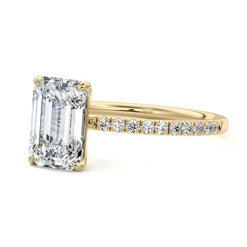 Hera - Emerald Cut Yellow Gold Engagement Ring Profile View | Nura Lab