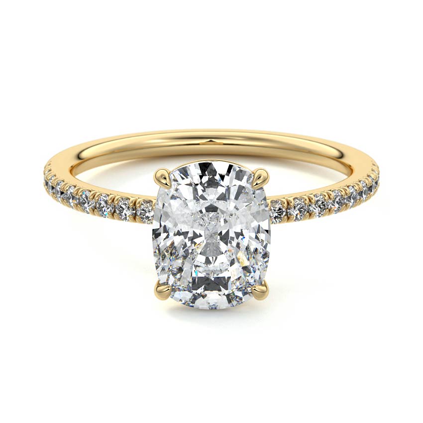 Hera - Cushion Yellow Gold Lab Grown Diamond Engagement Ring | Nura Lab