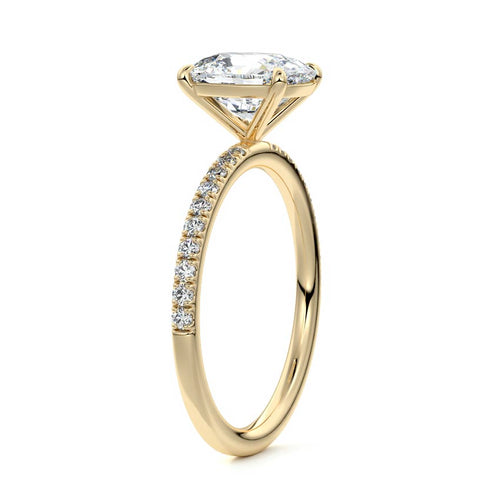 Hera - Cushion Yellow Gold Engagement Ring Side View | Nura Lab