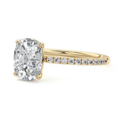 Hera - Cushion Yellow Gold Engagement Ring Profile View | Nura Lab