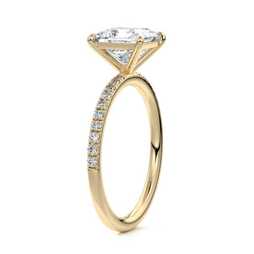 Hera - Princess Yellow Gold Engagement Ring Side View | Nura Lab