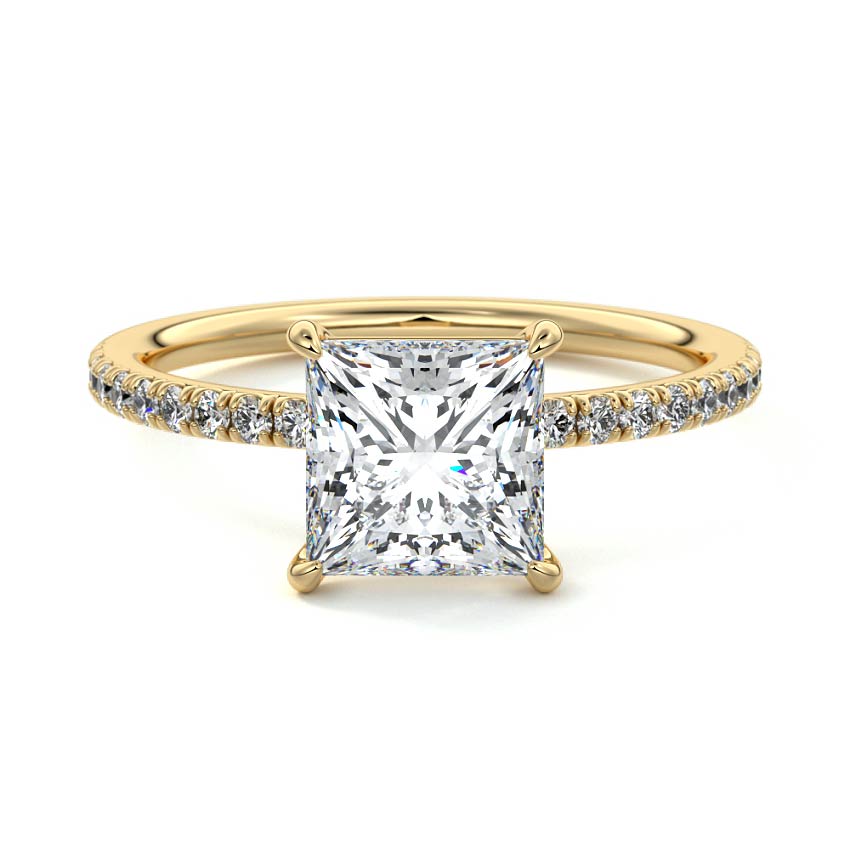 Hera - Princess Yellow Gold Engagement Ring Detail View | Nura Lab