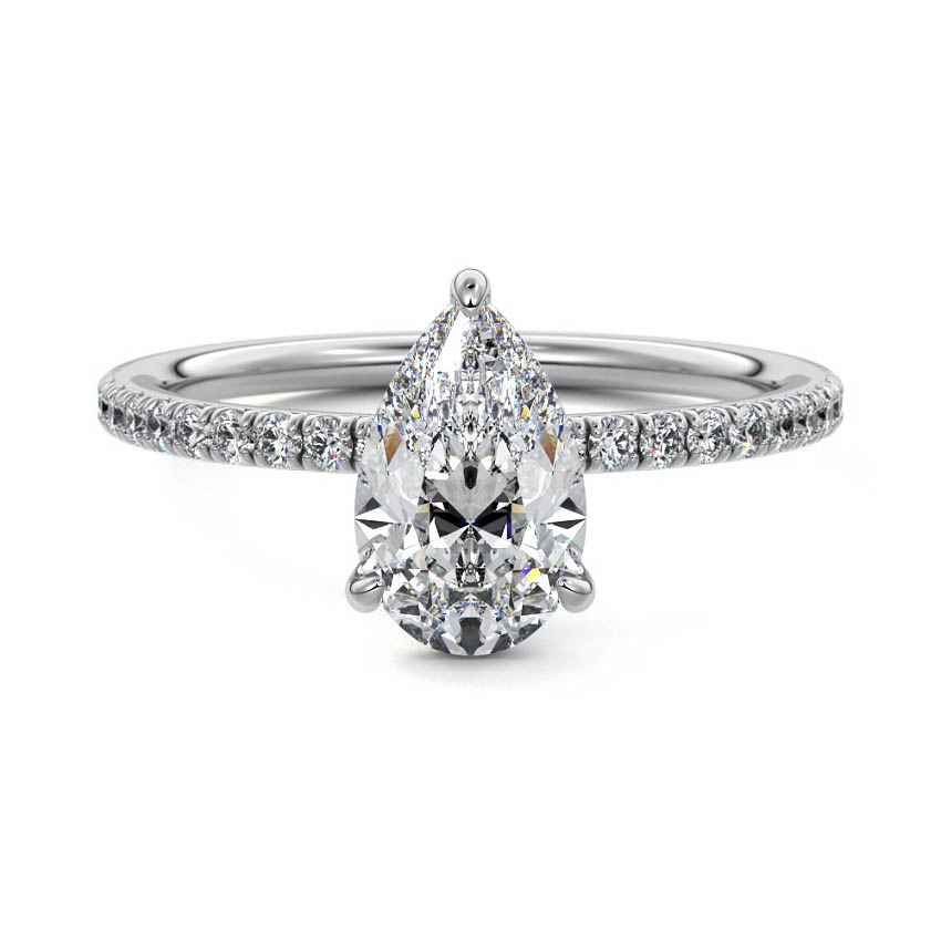 Hera pear pavé solitaire lab grown diamond engagement ring in platinum