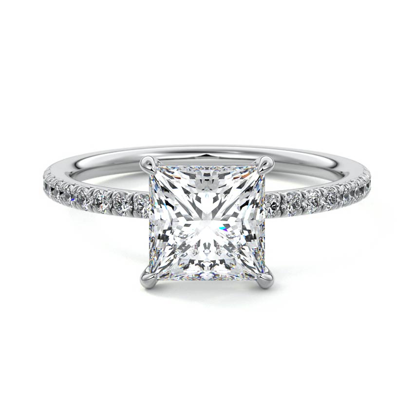 Hera princess pavé solitaire lab grown diamond engagement ring in platinum