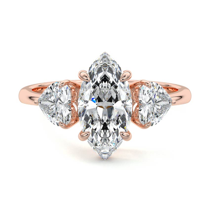 Ariadne - Marquise Rose Gold Lab Grown Diamond Engagement Ring | Nura Lab