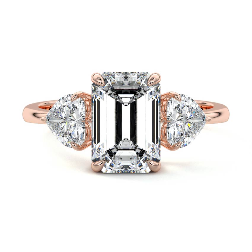 Ariadne - Emerald Cut Rose Gold Lab Grown Diamond Engagement Ring | Nura Lab