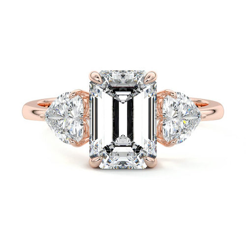 Ariadne - Emerald Cut Rose Gold Lab Grown Diamond Engagement Ring | Nura Lab