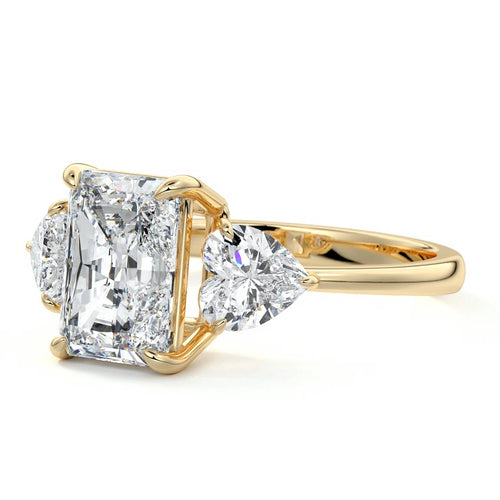 Ariadne - Radiant Yellow Gold Engagement Ring Profile View | Nura Lab