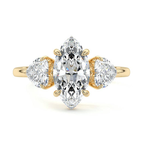 Ariadne - Marquise Yellow Gold Lab Grown Diamond Engagement Ring | Nura Lab