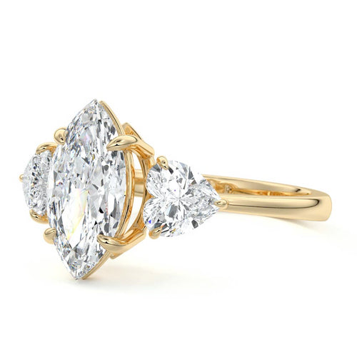 Ariadne - Marquise Yellow Gold Engagement Ring Profile View | Nura Lab