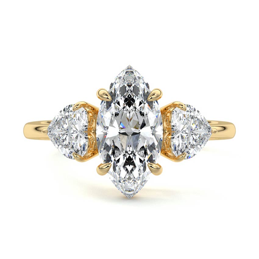 Ariadne - Marquise Yellow Gold Engagement Ring Detail View | Nura Lab