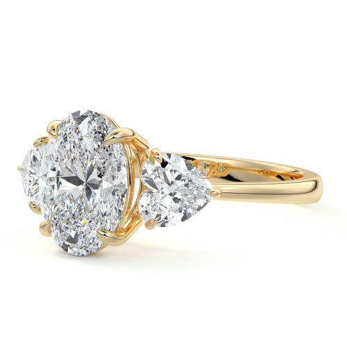 Ariadne - Oval Yellow Gold Engagement Ring Profile View | Nura Lab