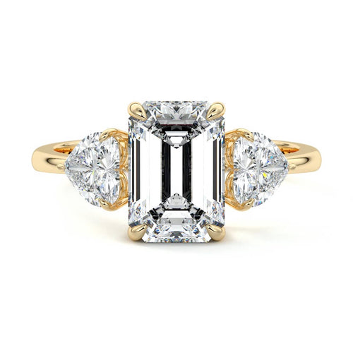 Ariadne - Emerald Cut Yellow Gold Lab Grown Diamond Engagement Ring | Nura Lab