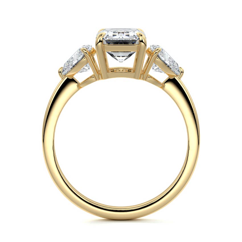 Ariadne - Emerald Cut Yellow Gold Engagement Ring Side View | Nura Lab