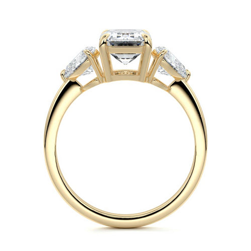 Ariadne - Emerald Cut Yellow Gold Engagement Ring Side View | Nura Lab