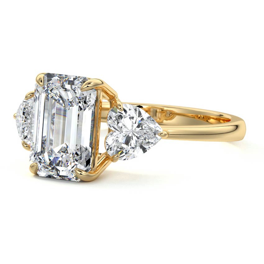 Ariadne - Emerald Cut Yellow Gold Engagement Ring Profile View | Nura Lab