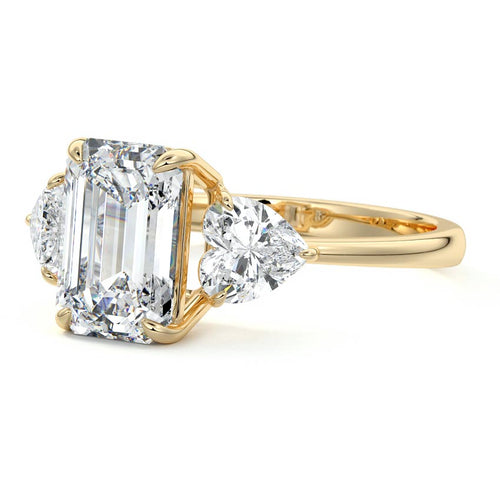 Ariadne - Emerald Cut Yellow Gold Engagement Ring Profile View | Nura Lab