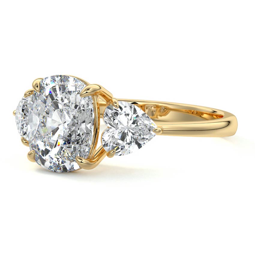 Ariadne - Cushion Yellow Gold Engagement Ring Profile View | Nura Lab