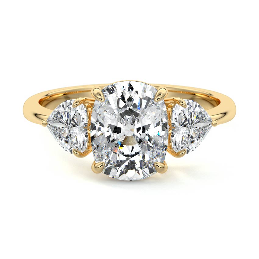 Ariadne - Cushion Yellow Gold Engagement Ring Detail View | Nura Lab