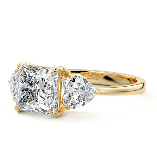 Ariadne - Princess Yellow Gold Engagement Ring Profile View | Nura Lab