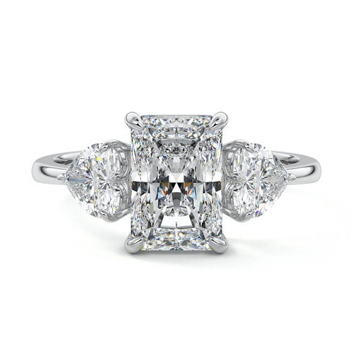 Ariadne radiant three-stone lab grown diamond engagement ring in white gold