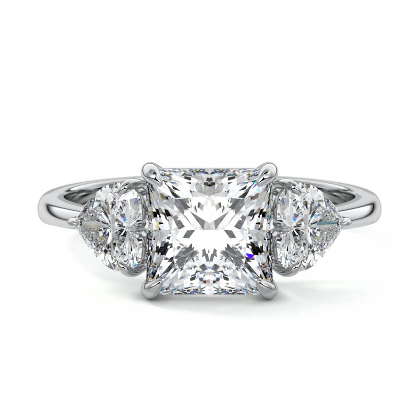 Ariadne princess three-stone lab grown diamond engagement ring in white gold