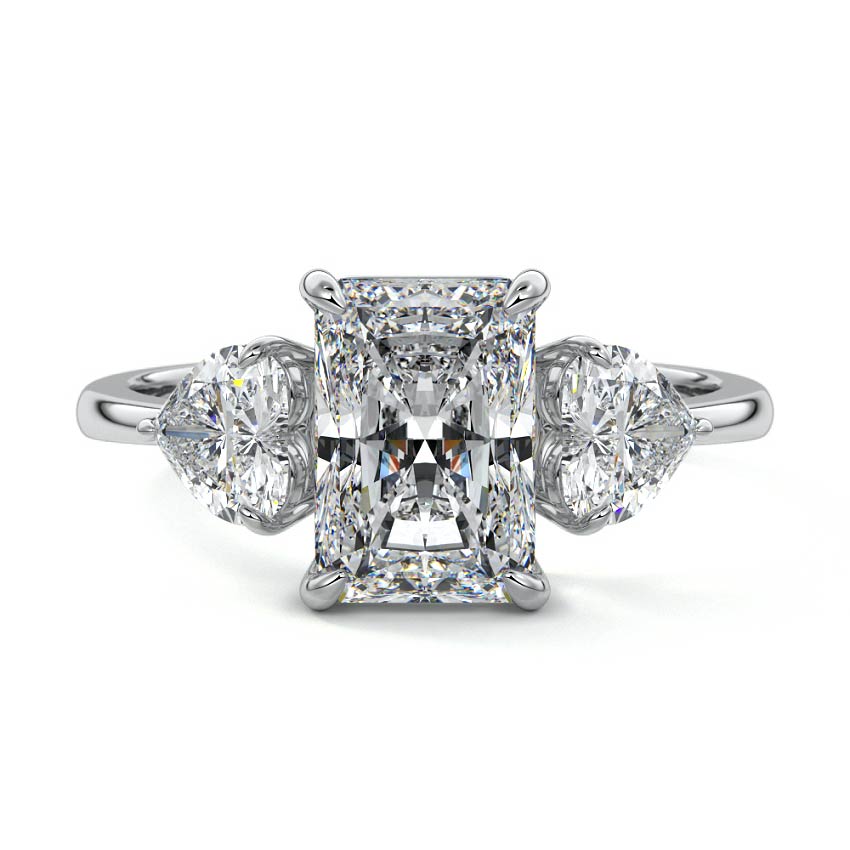 Ariadne radiant three-stone lab grown diamond engagement ring in platinum
