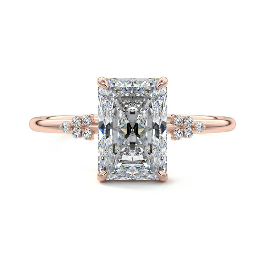 Aster radiant floral side stone lab grown diamond engagement ring in rose gold