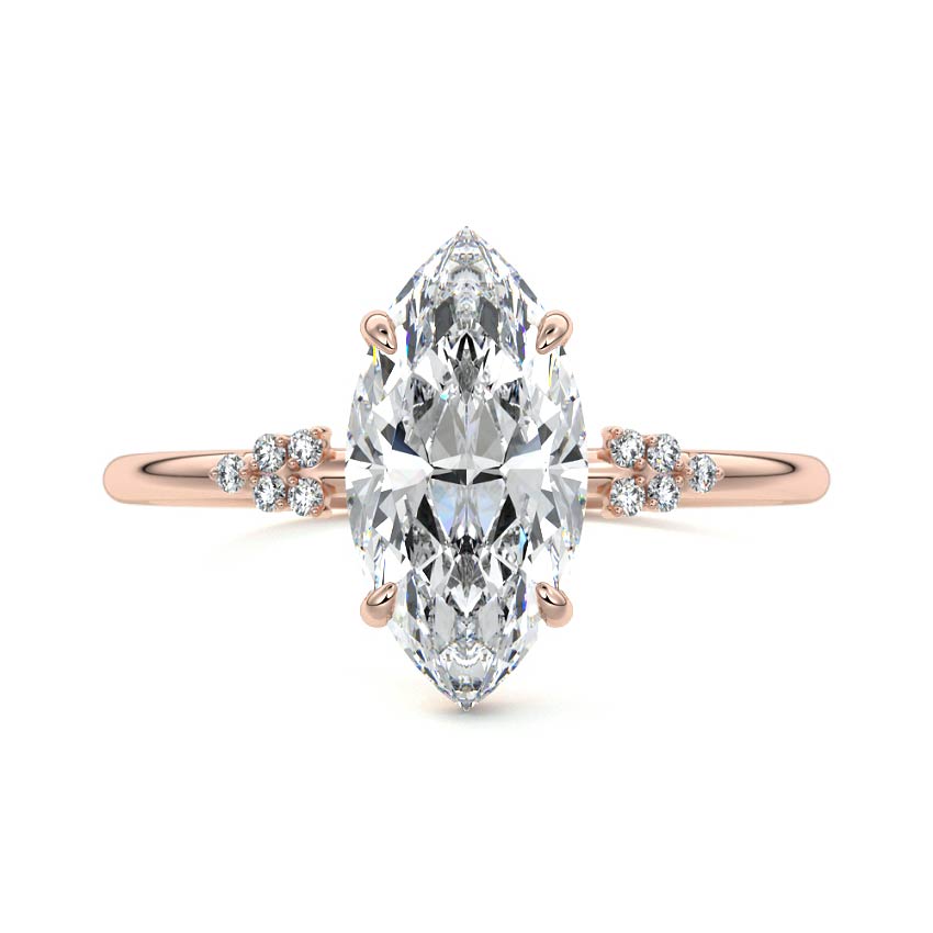 Aster - Marquise Rose Gold Lab Grown Diamond Engagement Ring | Nura Lab