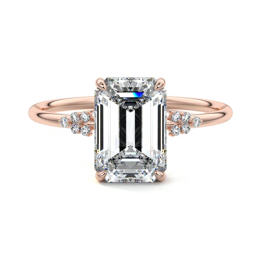 Aster - Emerald Cut Rose Gold Lab Grown Diamond Engagement Ring | Nura Lab