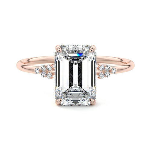 Aster - Emerald Cut Rose Gold Lab Grown Diamond Engagement Ring | Nura Lab