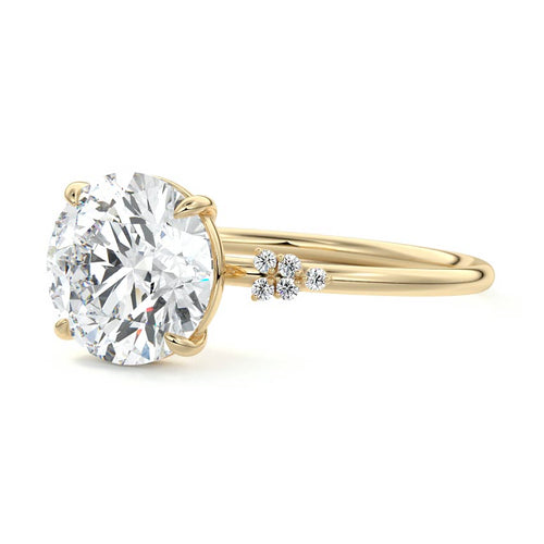 Aster - Round Yellow Gold Engagement Ring Profile View | Nura Lab