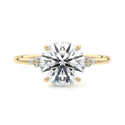 Aster - Round Yellow Gold Engagement Ring Detail View | Nura Lab