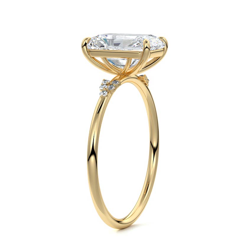 Aster - Radiant Yellow Gold Engagement Ring Side View | Nura Lab