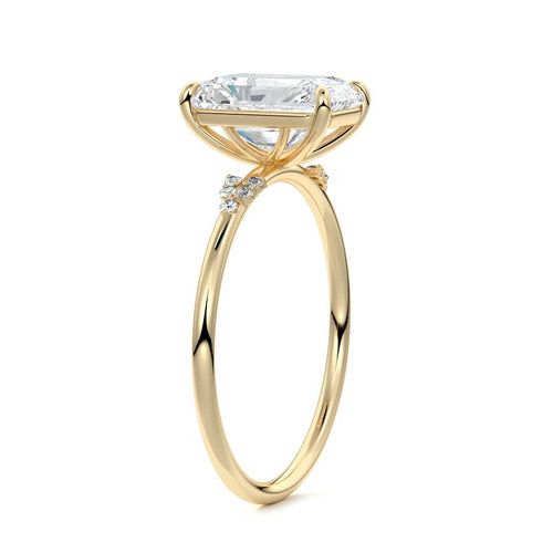 Aster - Radiant Yellow Gold Engagement Ring Side View | Nura Lab