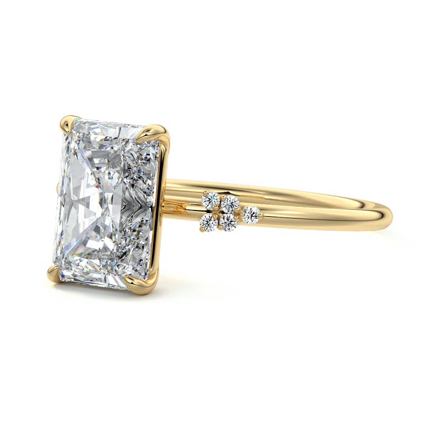 Aster - Radiant Yellow Gold Engagement Ring Profile View | Nura Lab