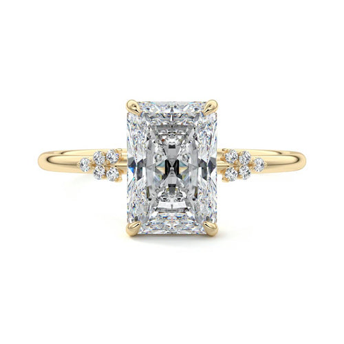 Aster - Radiant Yellow Gold Engagement Ring Detail View | Nura Lab